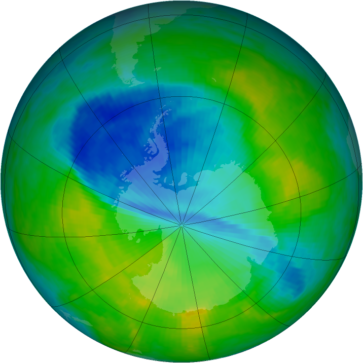 Antarctic ozone map for 03 December 1987